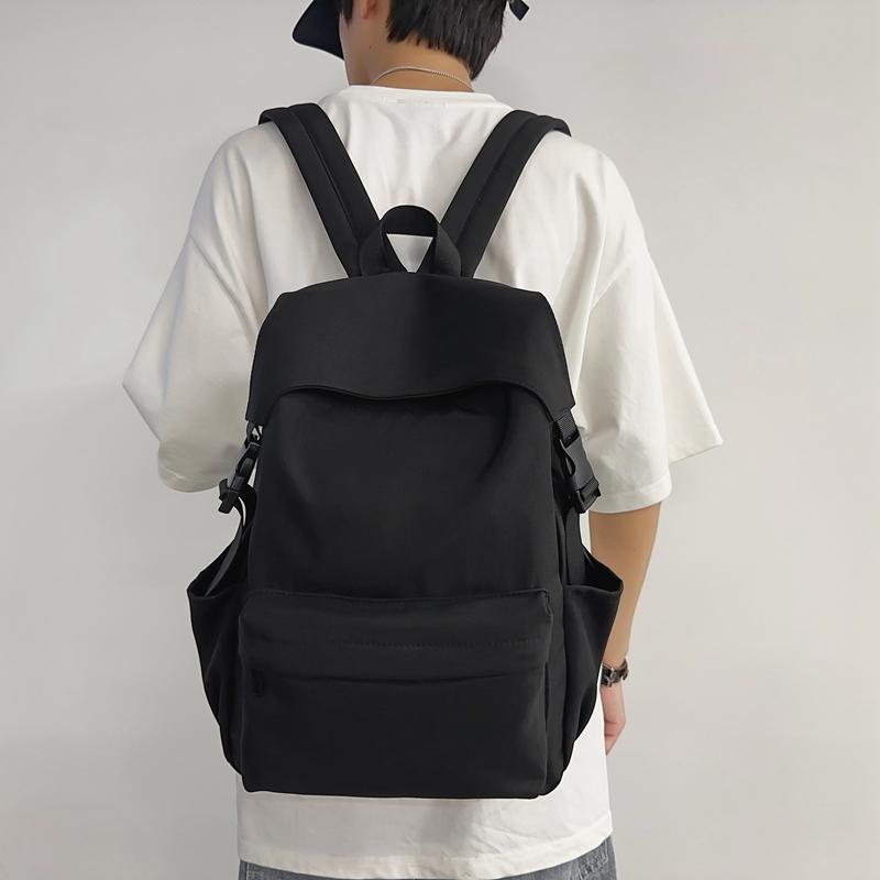 Однотонный школьный рюкзак в студенческом стиле для мужчин, легкий водонепроницаемый рюкзак для женщин, школьный рюкзак для поездок на работу