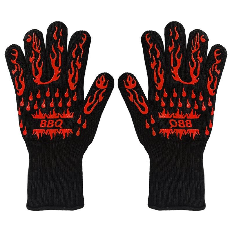 Meier High temperature resistance 500 degrees, silicone barbecue oven microwave oven anti-scalding high temperature insulation gloves