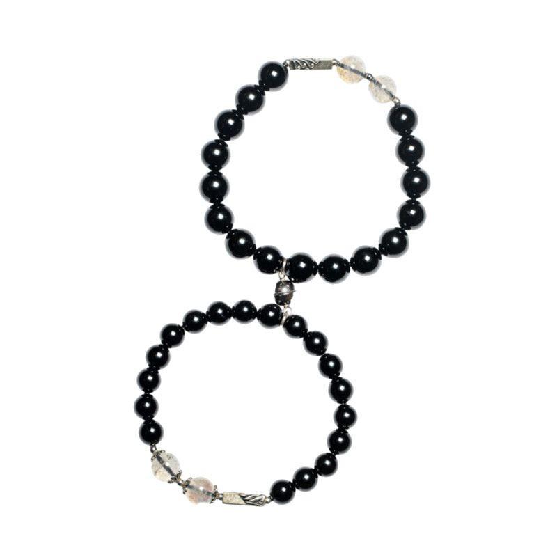 Obsidian Couple Bracelets DIY Style S9Yinshanmeng Haishishi Couple's Attracting Bracelets and Buddhist Bead Gifts