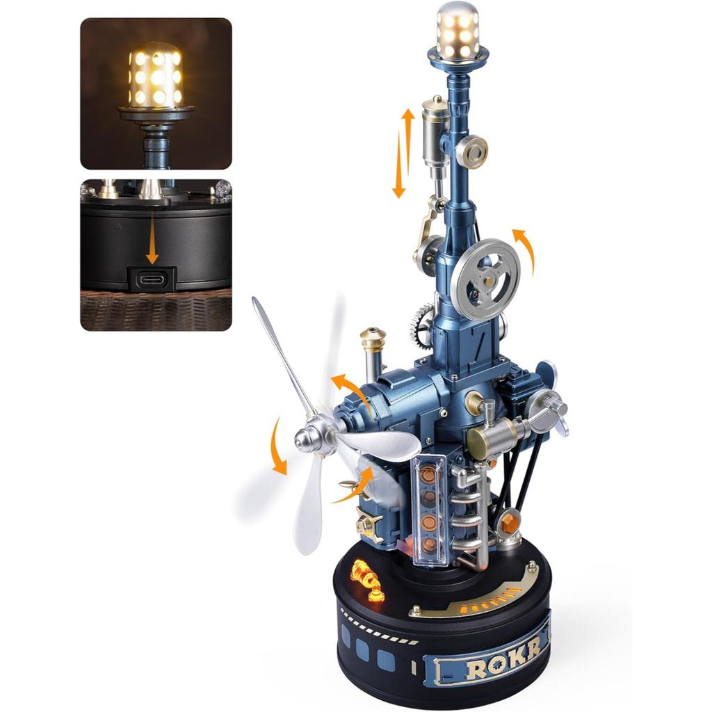 ROKR Industrial City Series 3D Puzzle Beacon Tower Model Building Kit with LED Light for Desktop Decor 139 Pcs Educational Toy Gift for Men Teens