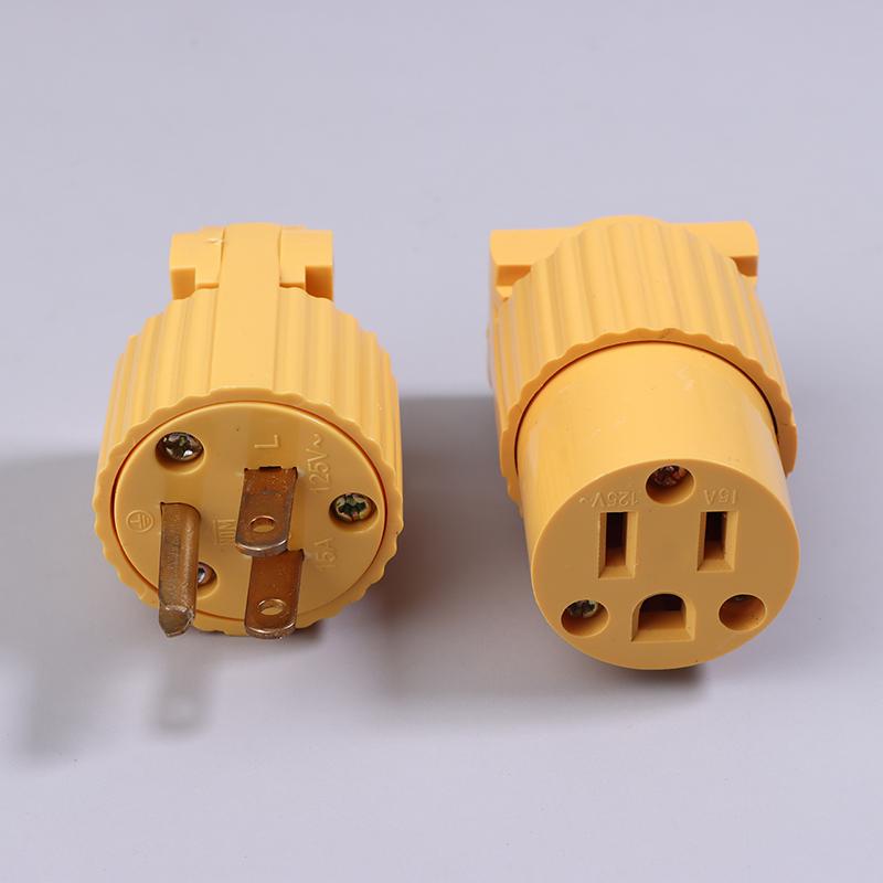 Yellow 15A US Industry Power Socket Plug - Male & Female 3 Pole Locked Wiring Connector L5-15R L5-15P L6-15R 6-15P Type B