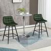 Set of 2 Bar Stools with Backrest and Footrest Nordic Style in Metal and Velvet, Green, 45x47x84cm