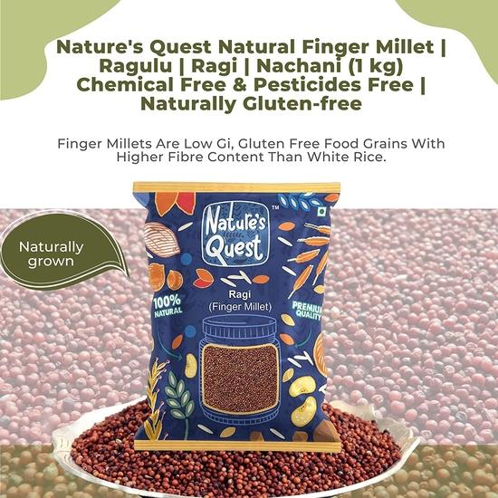 Nature's Quest Ragi 1800 Gms | Finger Millet | Ragulu | Ragi | Nachni |Ragi Millet | Kezhvaraghu| Marwa | Mandika | Nagli Chemical Free