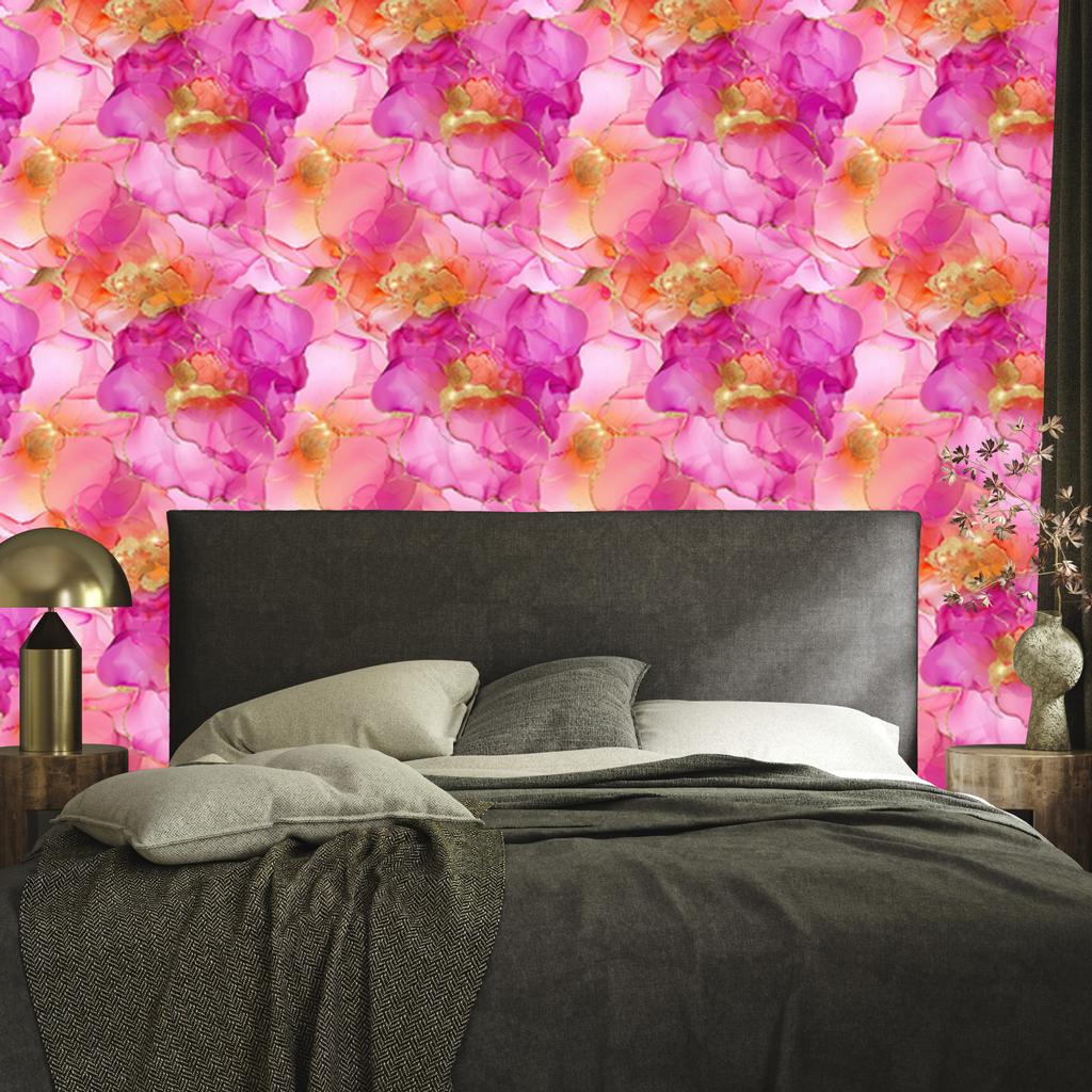 Wallpaper Ink powder pink, purple, coral and peach 50x1000