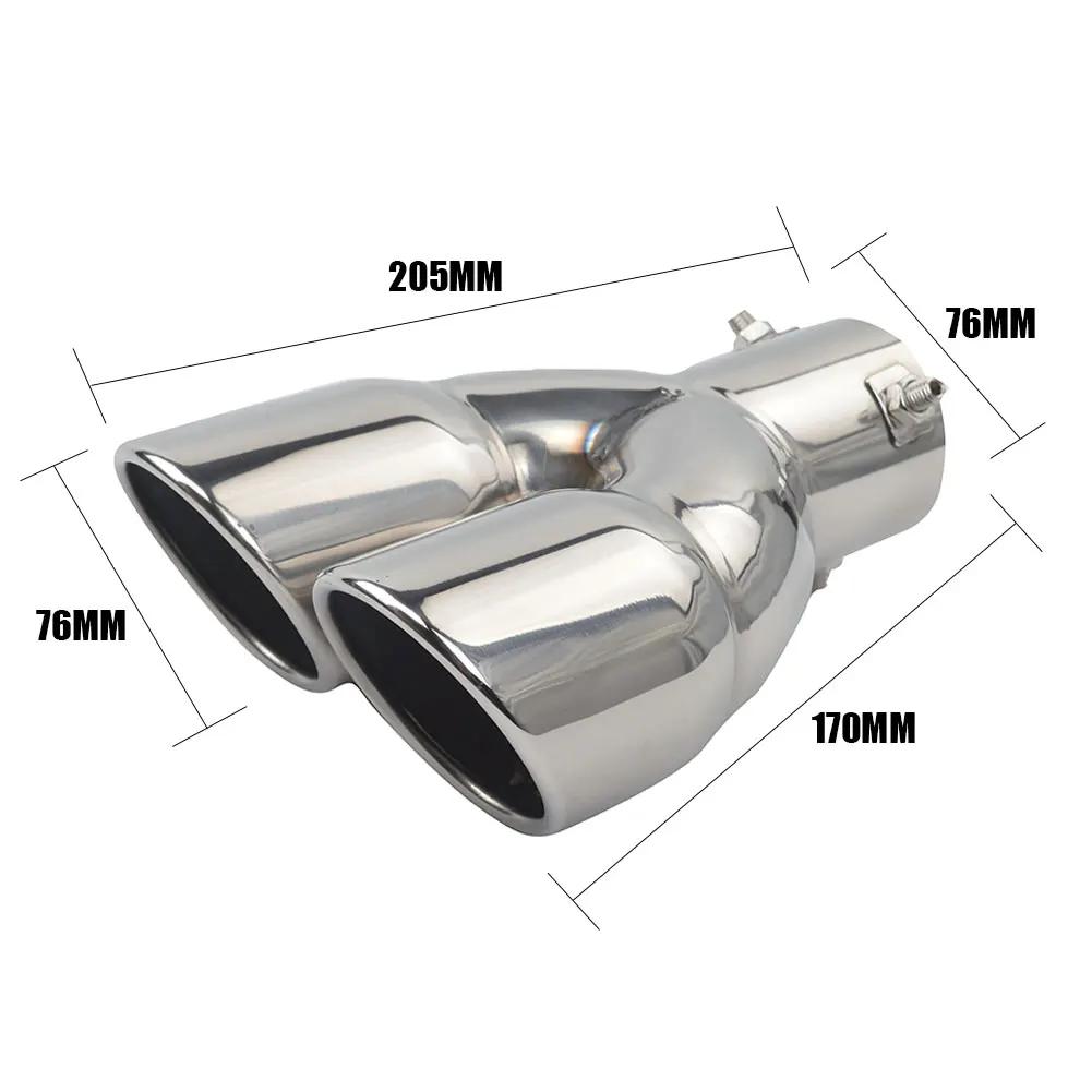 Bolt-on Dual Exhaust Tip Rolled Stainless Steel Square End One Change Two Double Slant Cut Tailpipe Muffler Tip 3 inch Inlet