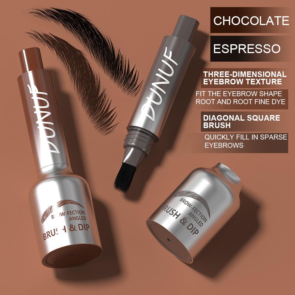 Краска для бровей с аппликатором-кисточкой — Тонкая формула для окрашивания от корней для стойких, естественных, пушистых бровей — Водостойкая, не размазывается