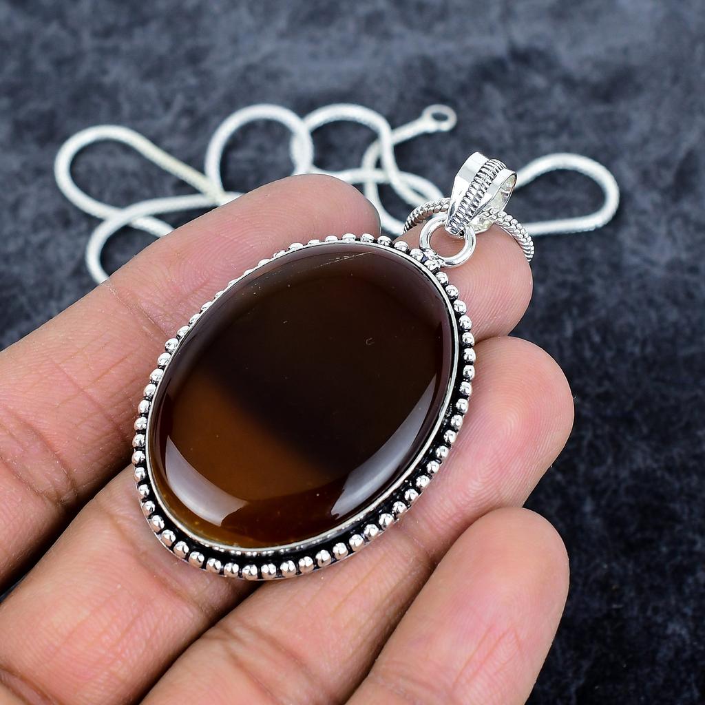 Carnelian Gemstone Handmade 925 Sterling Silver Jewelry Pendant 2.36" M-2885