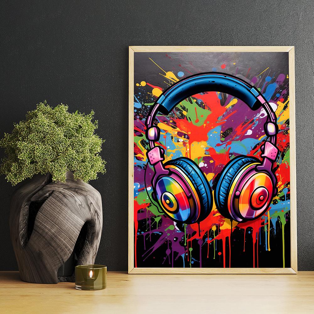 Fashion Canvas Painting Monkey With Headphones Graffiti Wall Art Bear Mona Lisa Print Street Pop Art Poster Home Decor Frameless No Frame