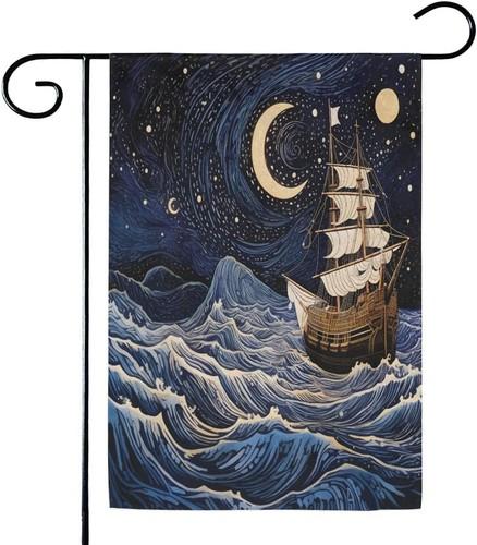 Ship Starry Night Garden ags Double Sided Yard ags for Outside, 12x18 XXQ