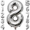 Large Number 8 Balloon Birthday Party Birthday Balloon Decoration Silver Silver 40inch,101cm (8) Silver