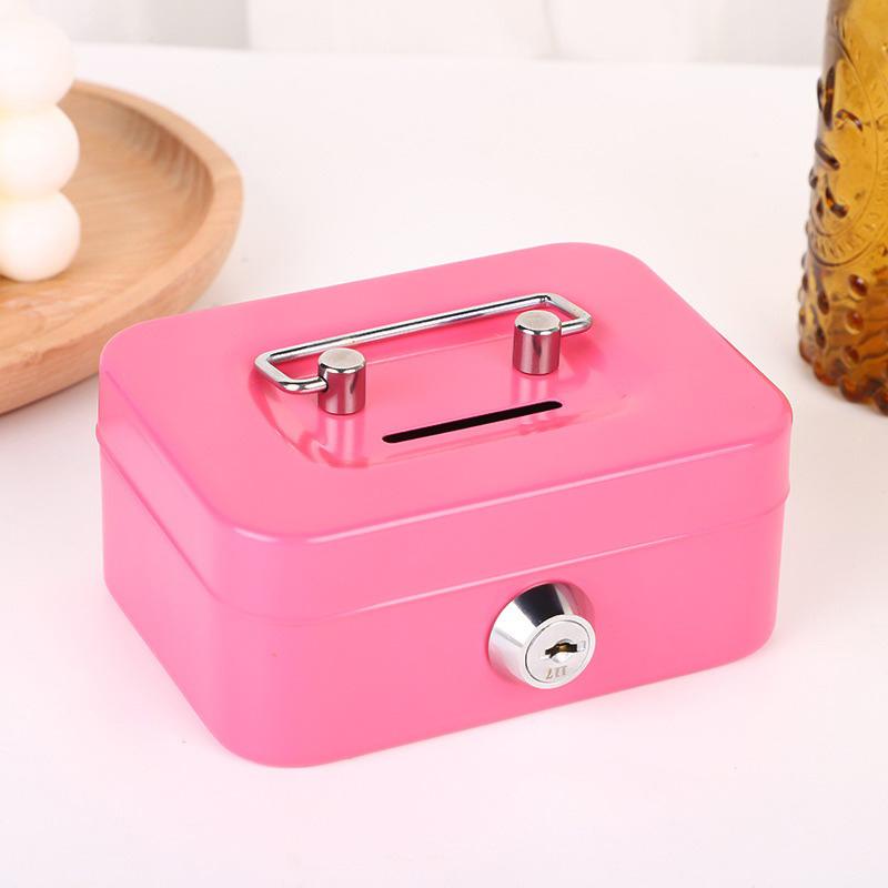 Metal Cash Box Mini Safe Lock Box Money Bank Metal Coin Bank Security Box Sturdy Cash Portable For Kids Coin Collection