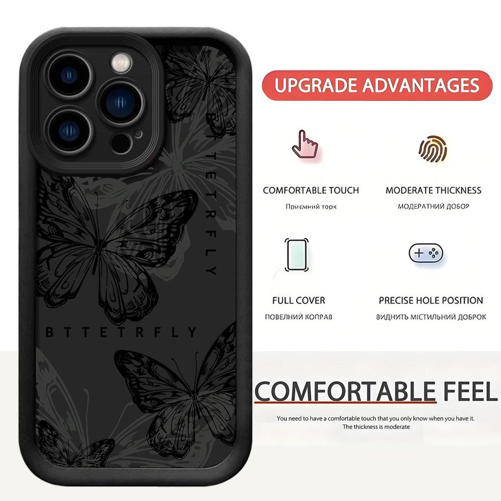 Черный Чехол-Грув с Бабочкой для iPhone 14/15/16/17 Pro Max