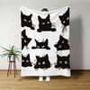 Креативный плед с кошачьим узором, плед для украшения дома, полиэстеровая ткань, милый узор с черным котом, теплый плед для сна, идеальный подарок