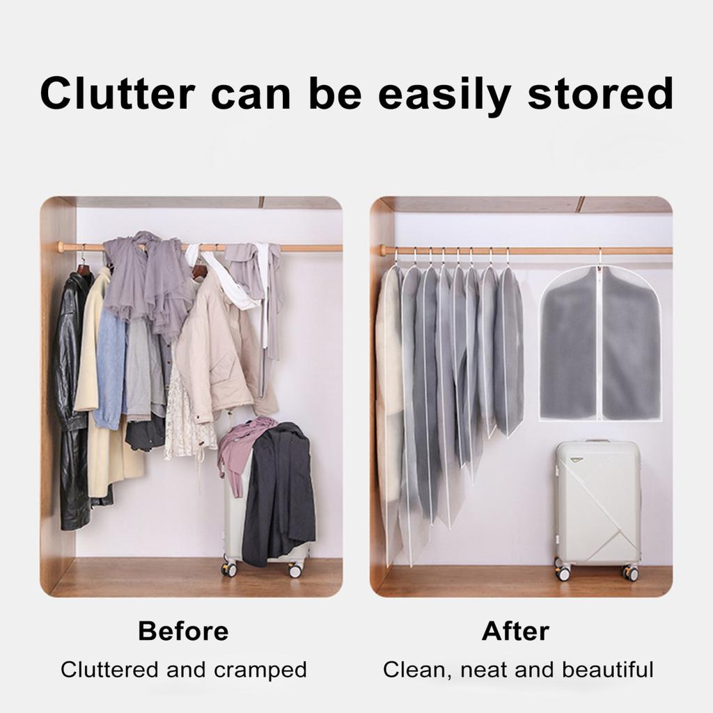 5 шт. пылезащитный мешок, прозрачный чехол для одежды, водонепроницаемый, пылезащитный, против плесени, без морщин, мешок для хранения