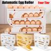Large Capacity Automatic Egg Roller Household Four Tier Refrigerator Egg Storage Box Space Saving Kitchen Dedicated