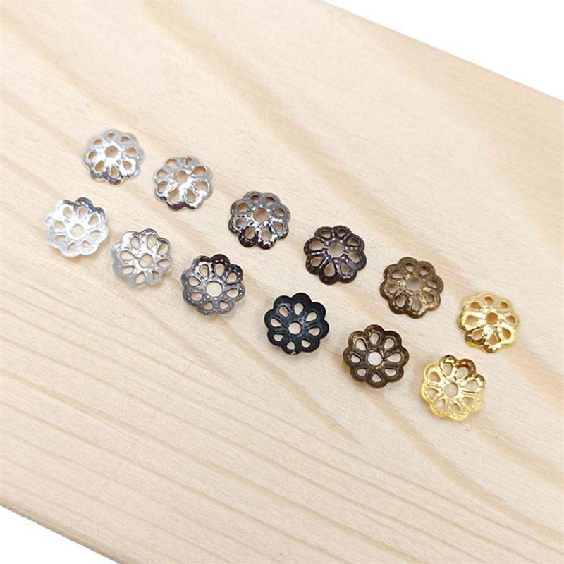 300Pcs 6mm DIY Bead Caps Hollow Flower End Cap Connectors for Jewelry Making