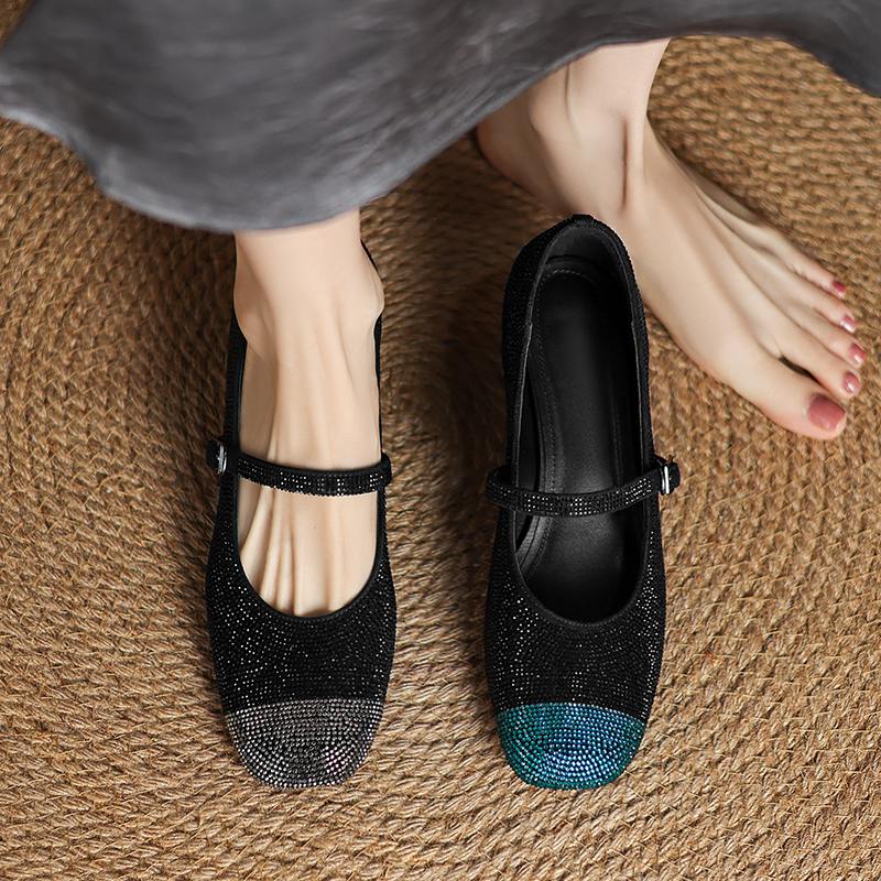 Krazing Pot Замшевые бусины из хрусталя, весна-лето, размер 41, туфли на среднем каблуке, женские туфли Мэри Джейн с квадратным носком и неглубокой подошвой