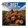 Офисный планировщик расписания 2027, Забавный настенный календарь с шотландской коровой, Милый сельскохозяйственный животный 12-месячный календарь, Шотландский настенный планировщик для деревенского декора дома