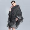 Fur Collar Pullover Cape Shawl Women'S Knitted Fur Coat 601 #