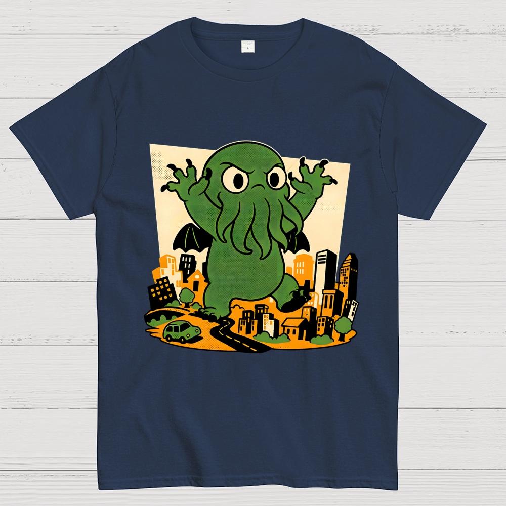 Cthulhu City Destruction Cotton Summer Casual Cool Loose T-Shirt