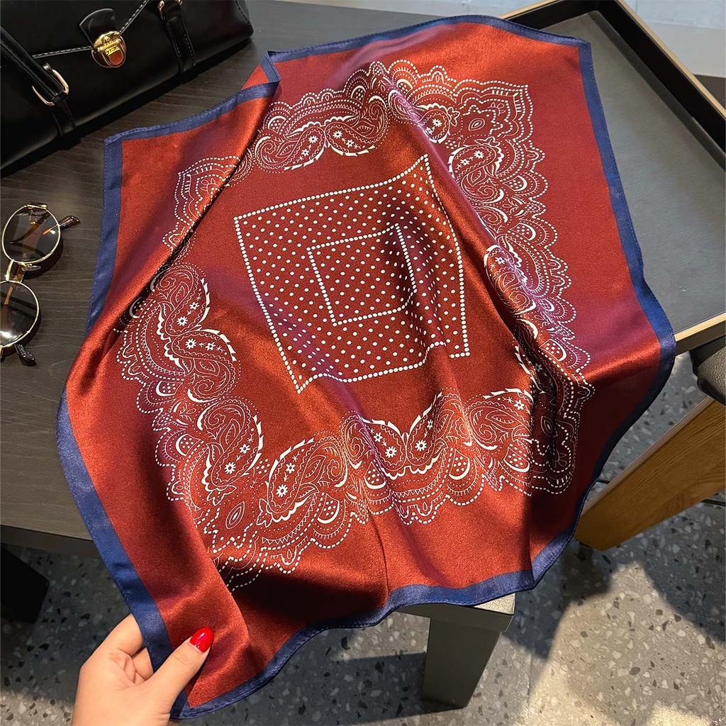 Fashion 100% Real Silk Scarf 53cm Square Bandelet Women's Silk Temperament Small Scarf Neck Decorative Wrap Printed Scarves
