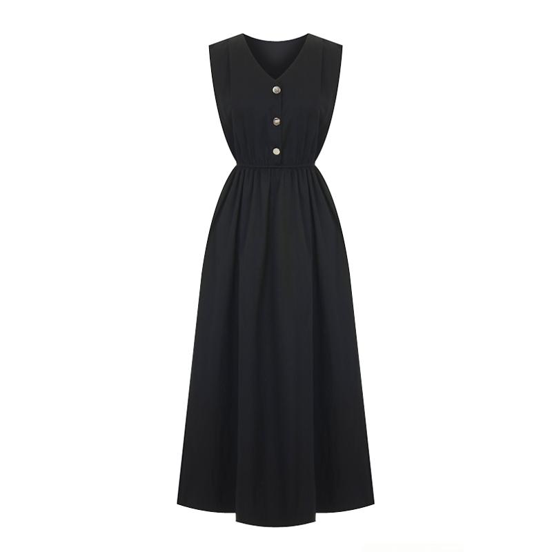 Page Flynn Shoulder Pintuck Banding Flare Long Dress_S5Bop036C