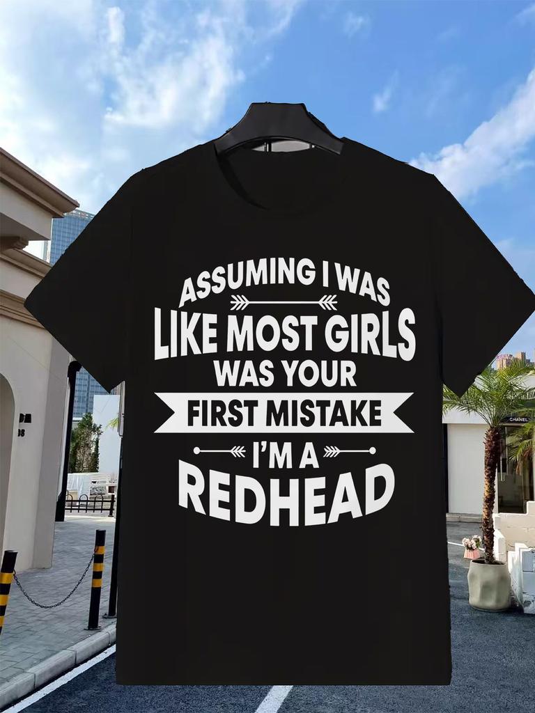 Women's Funny Redhead Slogan Casual Soft Comfortable & Machine Washable-Ideal for Casual Attire & Unique Gift, Machine Washable, Ideal for Casual Spor