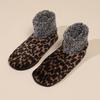 1 Pair Women Leopard Floor Socks Autumn Winter Non-slip Men Women Soft Fluffy Thick