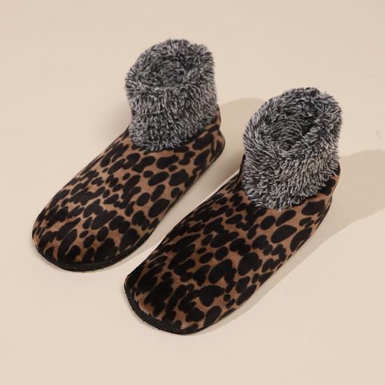 1 Pair Women Leopard Floor Socks Autumn Winter Non-slip Men Women Soft Fluffy Thick