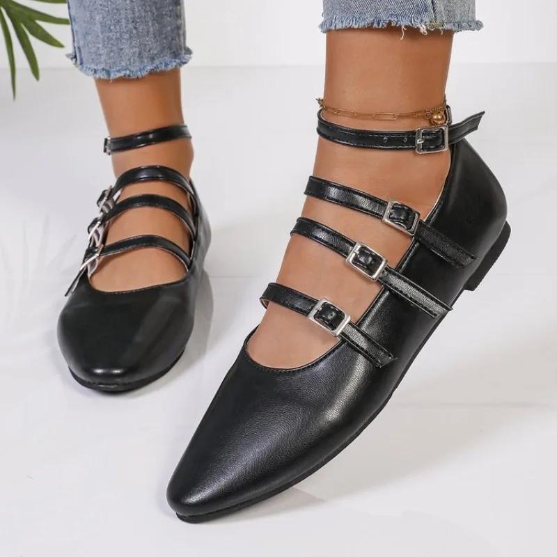 Туфли Мэри Джейн на квадратном каблуке с квадратным носком, на среднем каблуке, балетки, весна-осень, однотонные, женская обувь, ремешок с пряжкой, модная женская обувь, новые