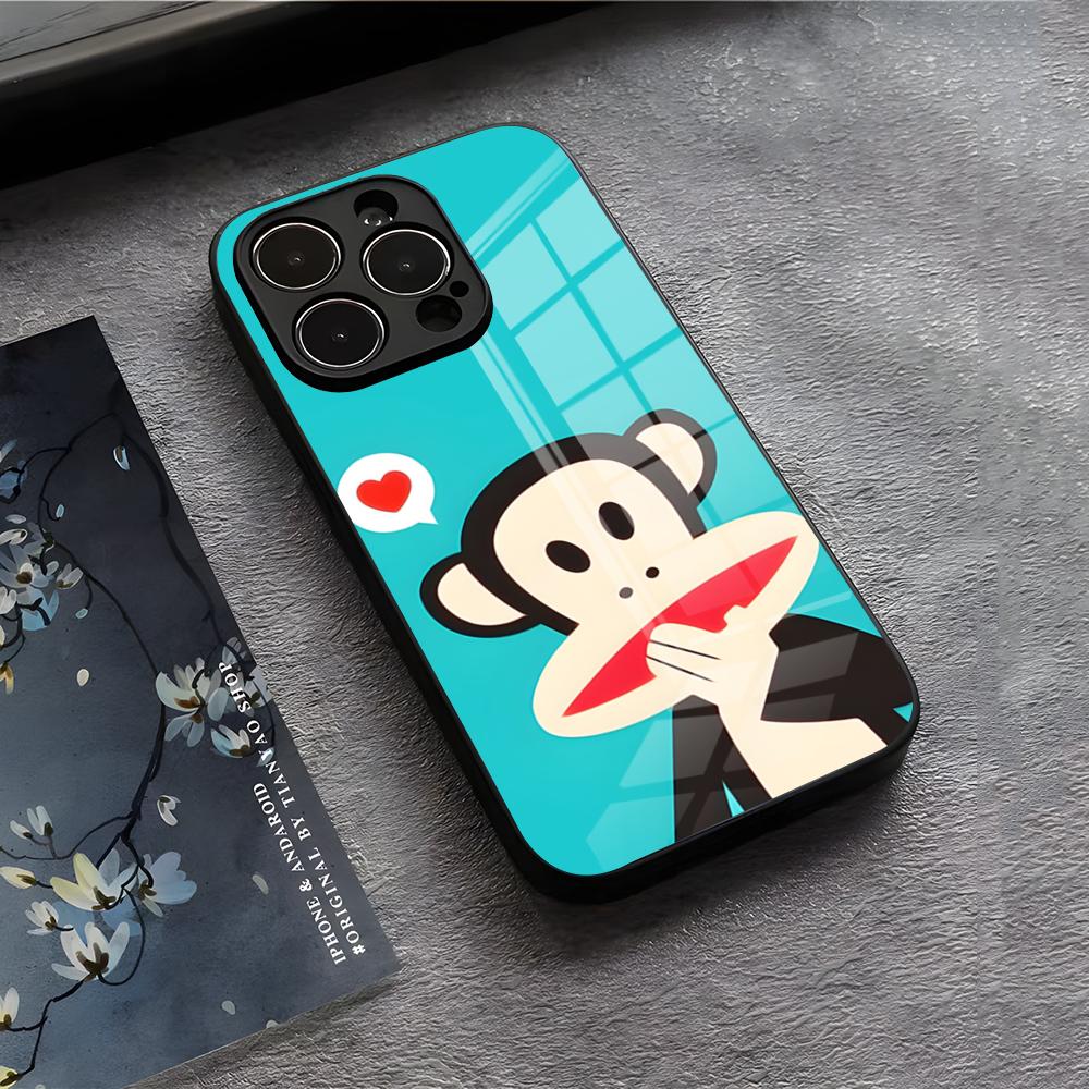 P-Paul F-Frank Phone Case For IPhone 17 Air 16 E Pro Max 15 14 13 Mini 12 Pro 11 Max Plus Black Glass Cover