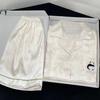 Women Faux Silk Pajama Sets Summer New Sleepwear Embroidery Panda Cute Female Nighties Suit Top Shorts Nightgown Loungewear