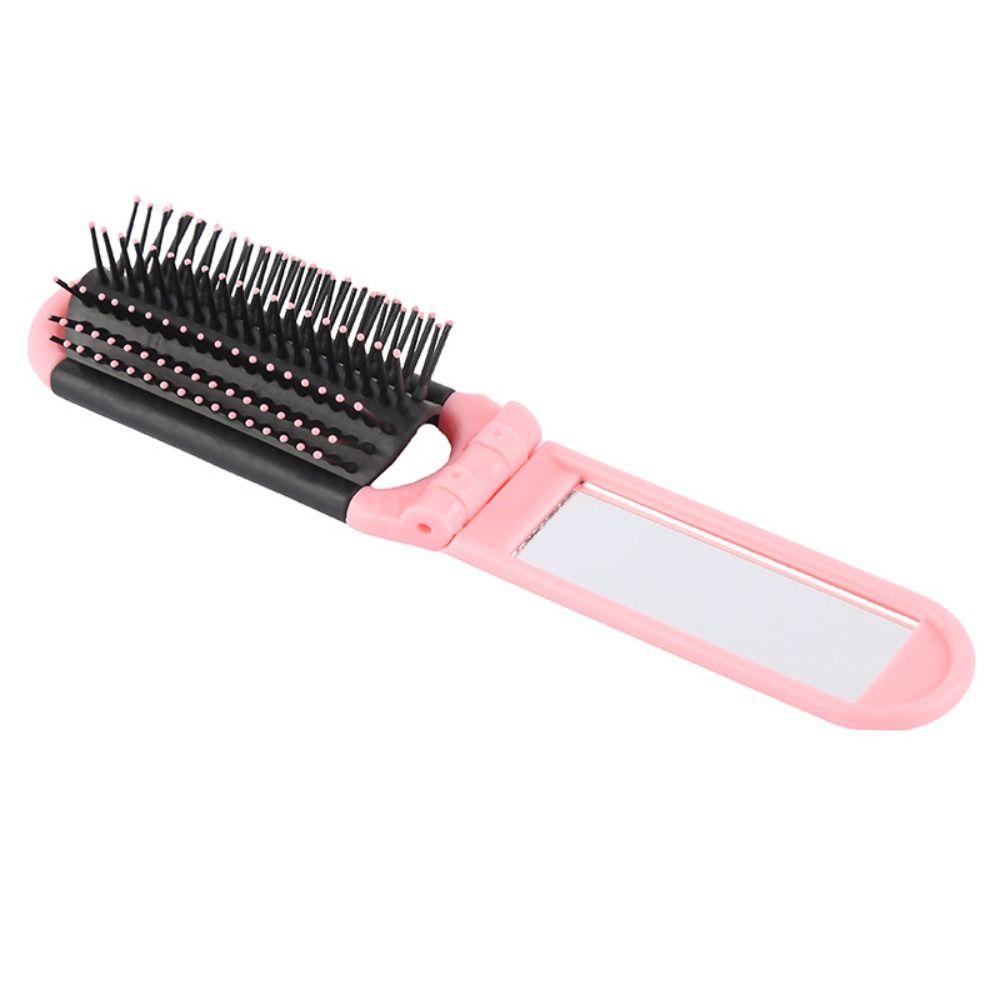 Anti Static Air Bag Hair Comb Mini Massage Comb Fashion Foldable Hair Brush with Mirror  Travel