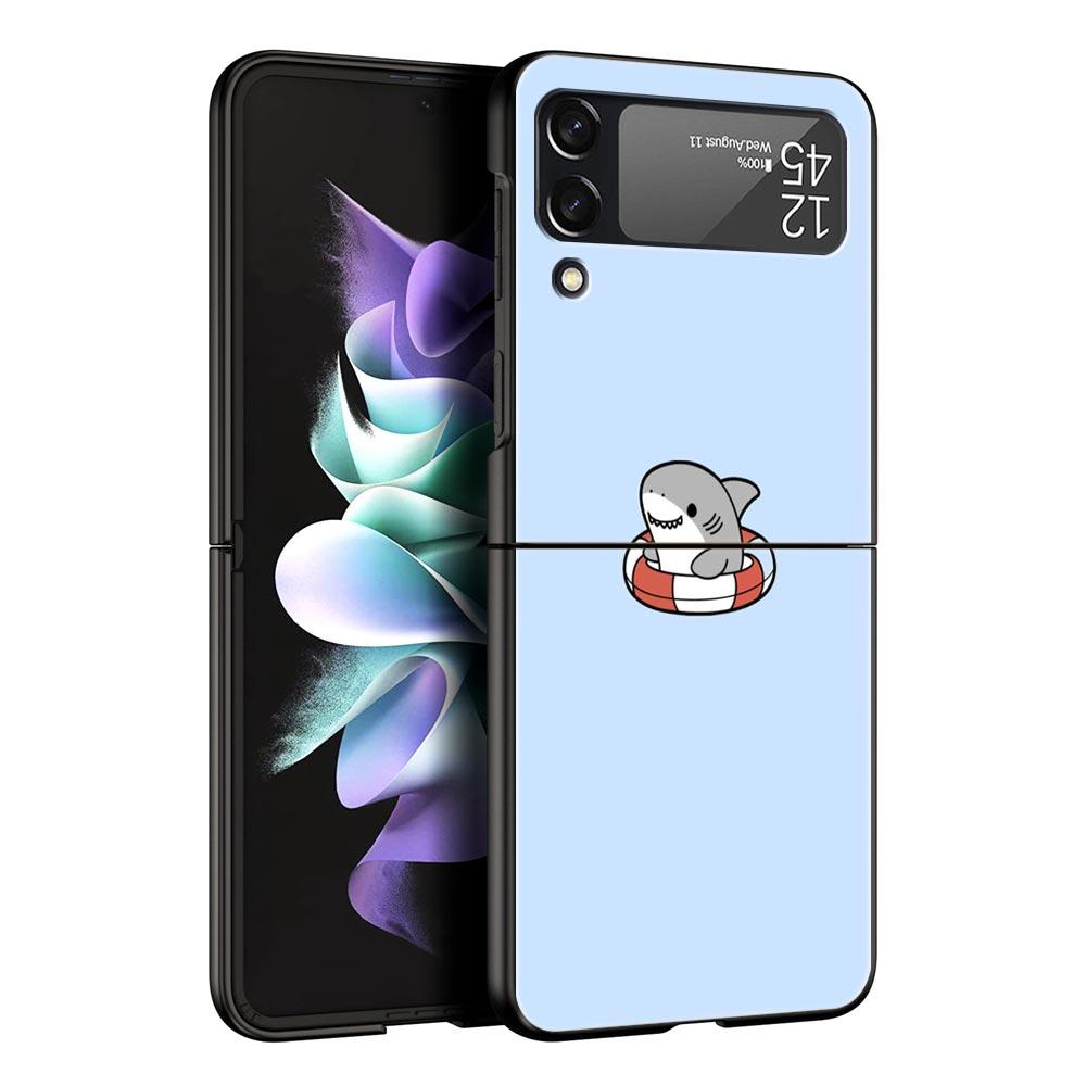 Жесткий чехол из поликарбоната с узором «Акулы на море» для Samsung Galaxy Z Flip 7 6 5 4 Черная крышка для Galaxy Z Flip 3 Складная крышка Capas