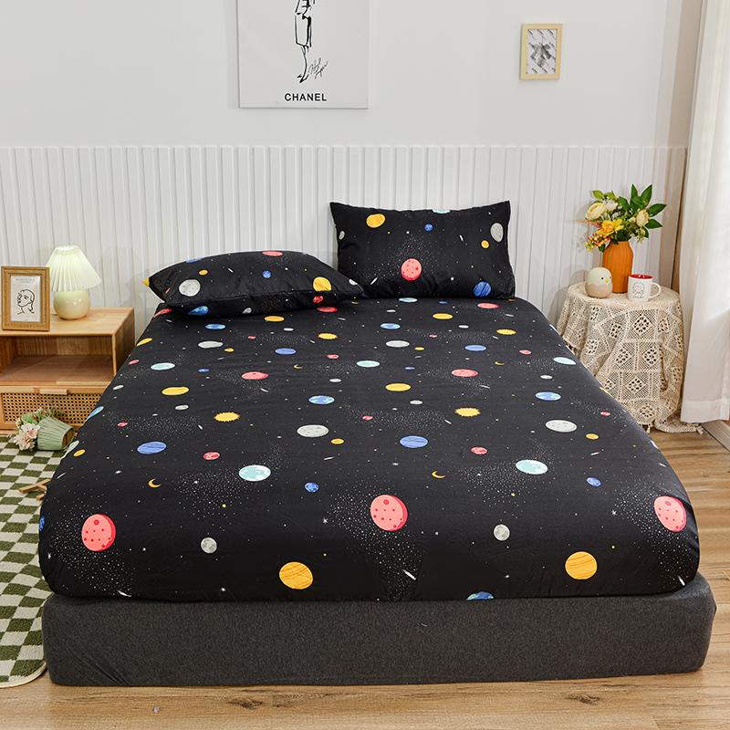 White Bed Sheet With Elastic Band Marbling Printed Single/Queen/King Size Fitted Bed Sheets For Double Beds All-Around Bed Cover