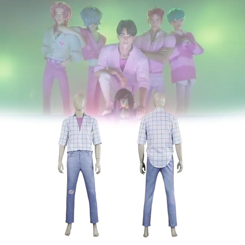 Костюм для косплея K-pop Охотников на демонов с джинсовой рубашкой и комбинезоном для аниме-сценических выступлений