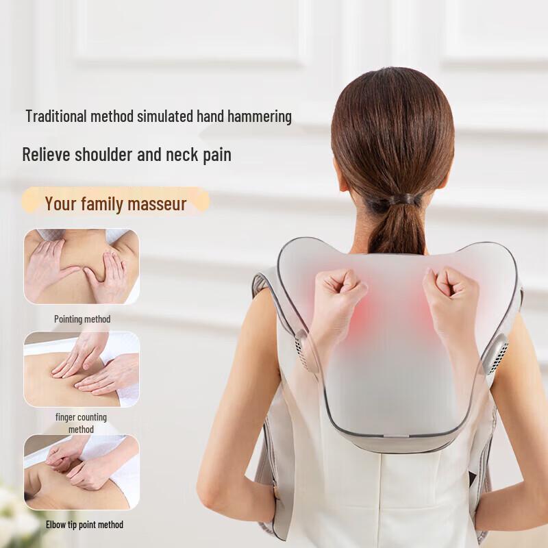 Auxiliary Neck & Shoulder Percussion Massager Shawl with Heat CN plug (adapter included)