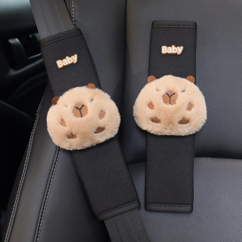 Four Season Universal Ice Silk Car Seatbelt Cover Cute Cartoon Capybara Safety Belt Harness Cushion Shoulder Pad for Car Truck