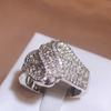 Curve Shape Rings for Women White Zircon Dazzling Retro Rings Bride Wedding Engagement Full Drill Jewelry Couple Ring Love Gifts