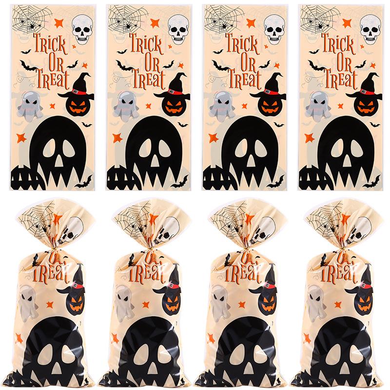 50/100pcs Halloween Cellophane Treat Bags Spider Web Pattern Candy Cookie Bags Pumpkin Gift Snacks Favor Bag Halloween Decora