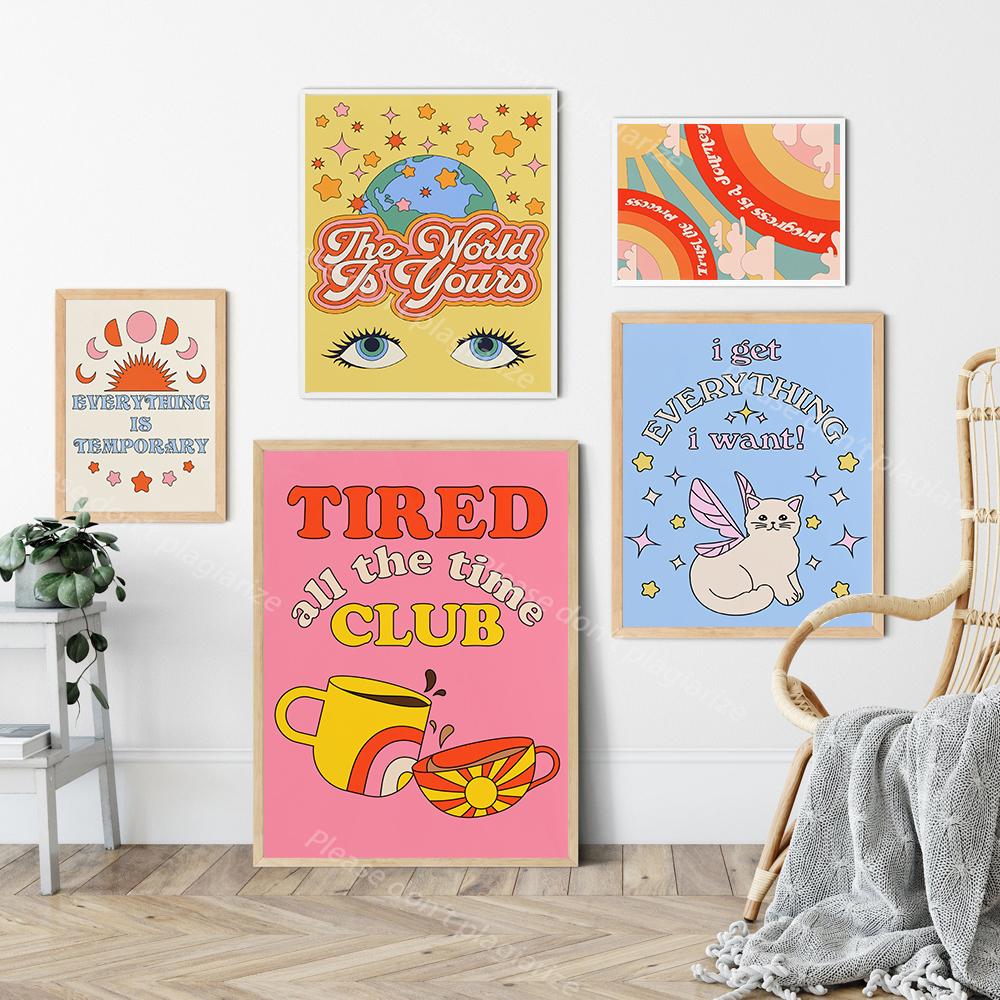 Cartoon Abstract Colorful Poster Childish Cute Art Quote Canvas Print Nursery Wall Mural Painting Picture Living Room Home Decor