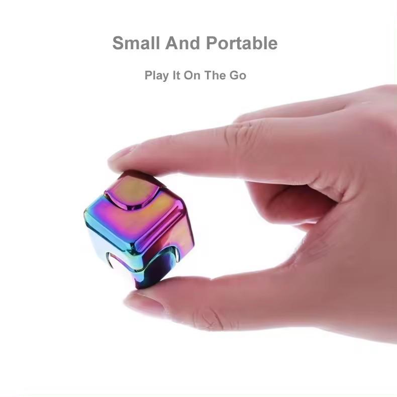 Colorful Metal Magic Cube Spinner - Spinning Top Handheld Toy