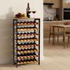 48 Bottle Wine Rack,8-Tier Iron Wine Bottle Holder With Wood Table Top,Freestanding Floor Display Wine Storage Shelves,For Kitchen Pantry, Cellar,