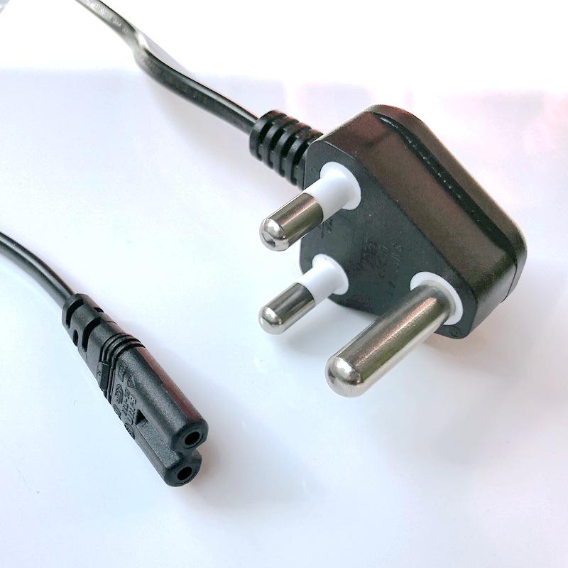 SANS Large 3-Pin South Africa Figure-8 Power Cord, 0.75/1.0 sq mm, 6A/16A, with C13 Connector