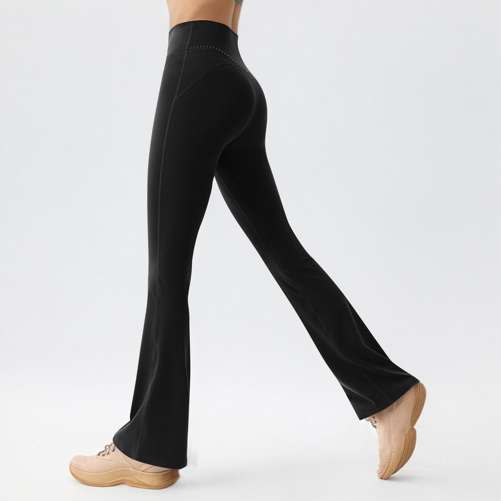 Girls Flare Leggings Kids Bell Bottom Cross High Waisted Dance Yoga Flared Pants