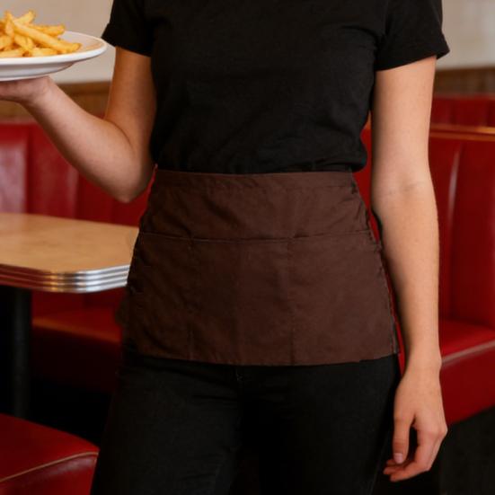 Полуфартук с 3 карманами Полиэстеровый рабочий фартук Быстросохнущий Водонепроницаемый фартук Легкий уход Пыленепроницаемый Кухонный фартук для поваров пекарей ресторанов домашнего использования