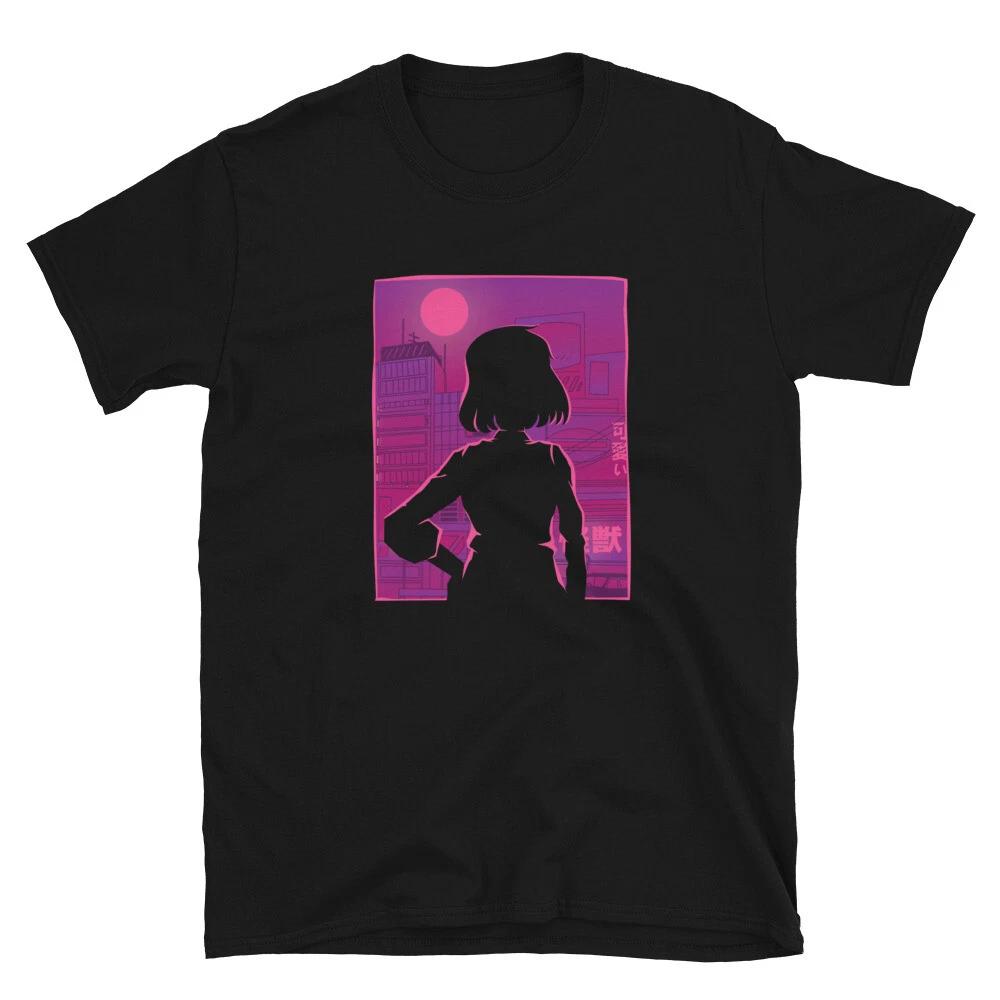City Girl Cyberpunk Purple Silhouette T-Shirt