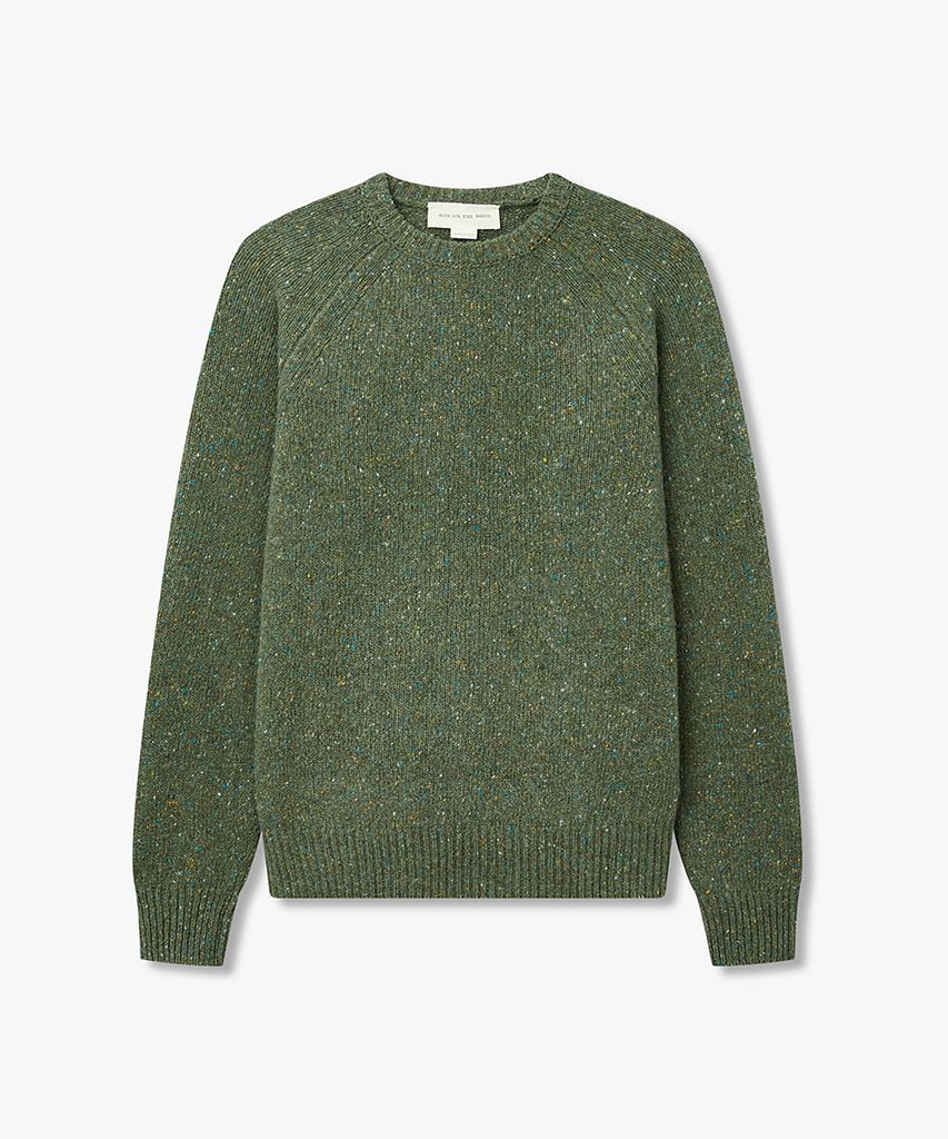 MAN ON THE BOON Cashmere Blend Donegal Sweater_Green 4715313308