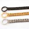 16Mm Wide Stainless Steel Titanium Steel Double Woven Six-sided Grinding Gold Steel Black Pet Dog Collar Dog Chain P Chain