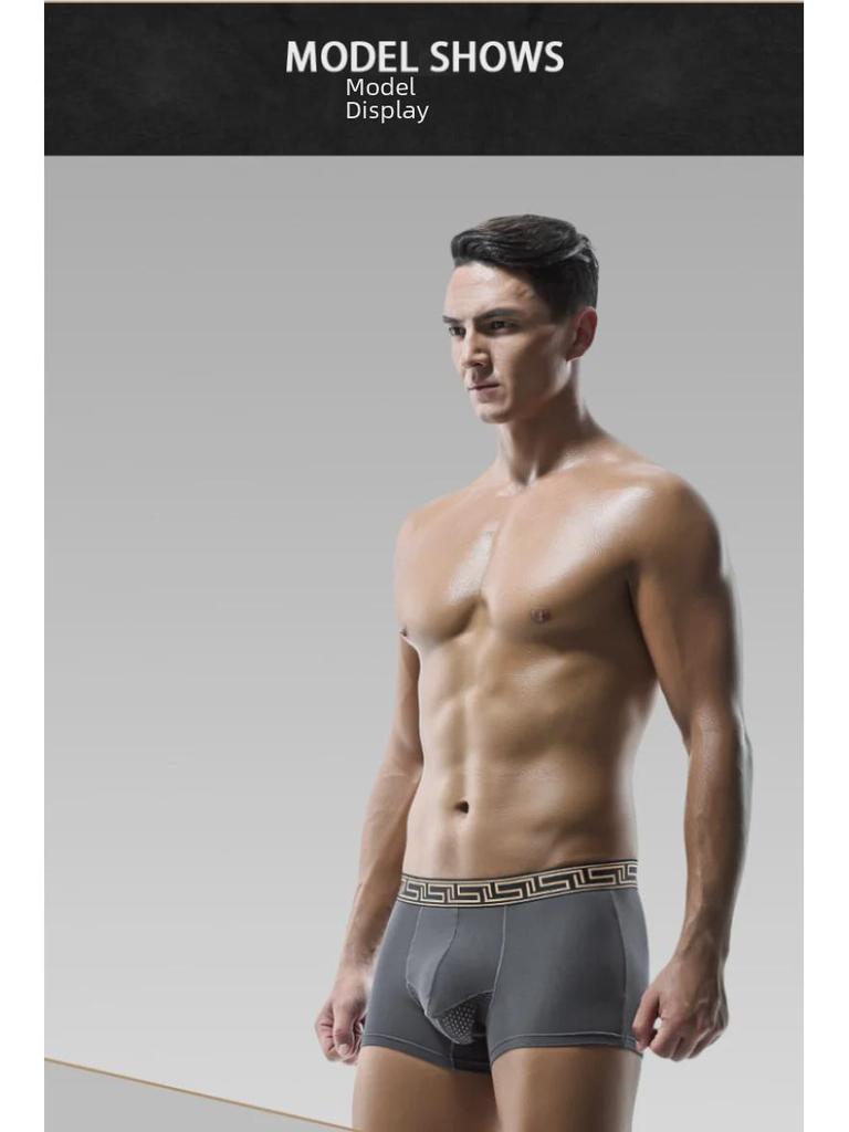 Мужское нижнее белье Elephant, дышащая сетка Ice Silk U-образной формы, трусы-боксеры большого размера